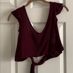 Garnet, open-back crop top